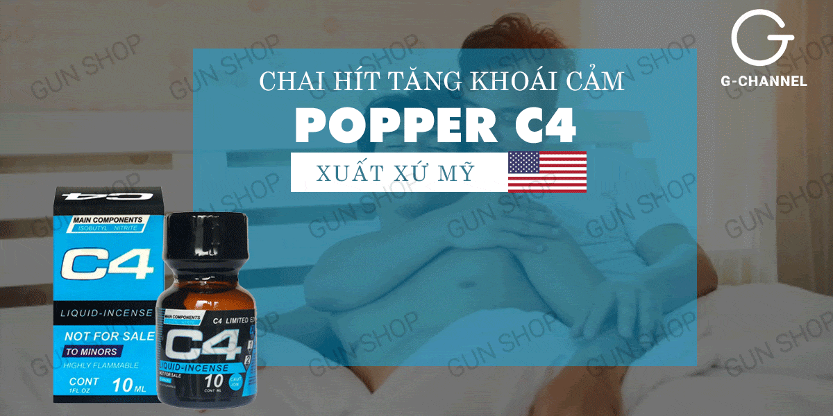 Tinh dầu kích thích C4 Blue 10ml Mỹ chính hãng popper tăng khoái cảm hiệu quả