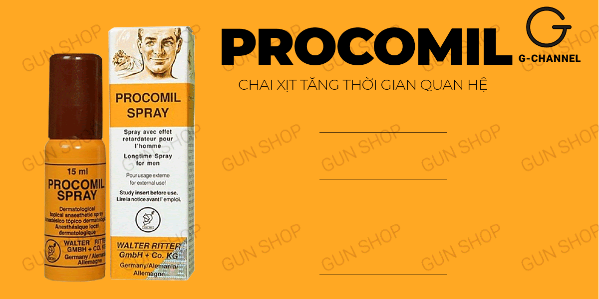 Chai xịt Đức Procomil 15ml kéo dài quan hệ chống xuất tinh sớm an toàn