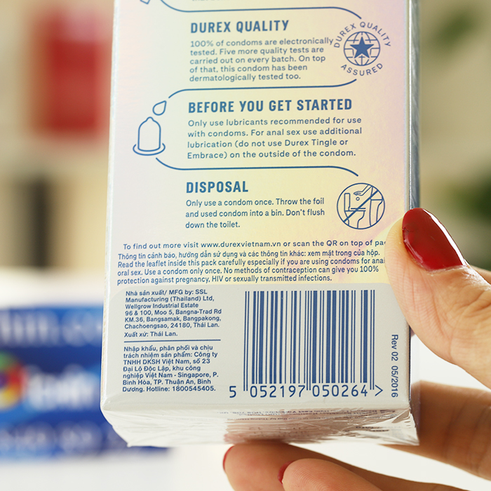 Bao cao su Durex siêu mỏng kéo dài thời gian bôi trơn cảm giác thật