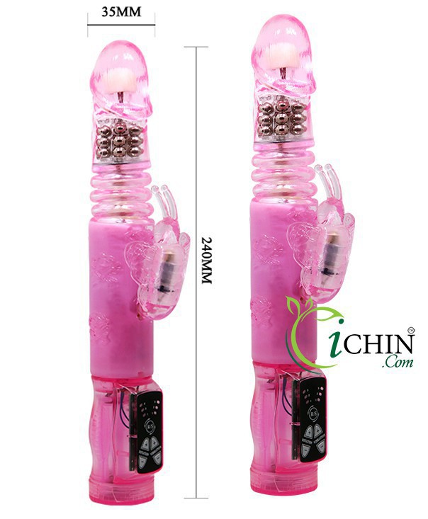 Butterfly Crazy Rabbit dương vật giả rung xoay thụt silicone mềm