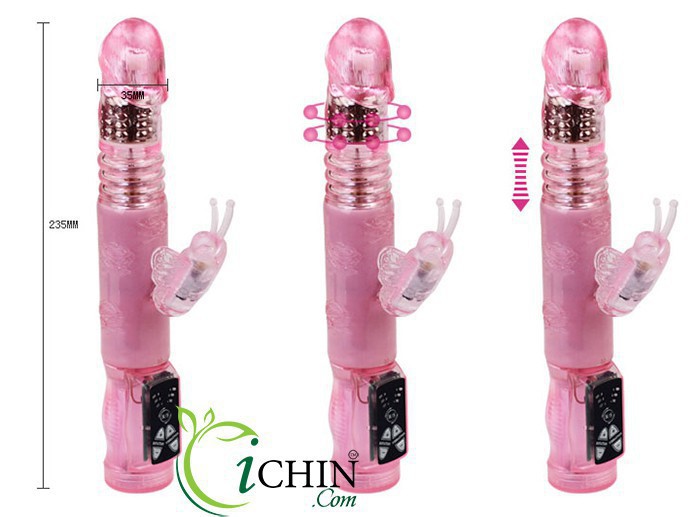 Butterfly Crazy Rabbit dương vật giả rung xoay thụt silicone mềm