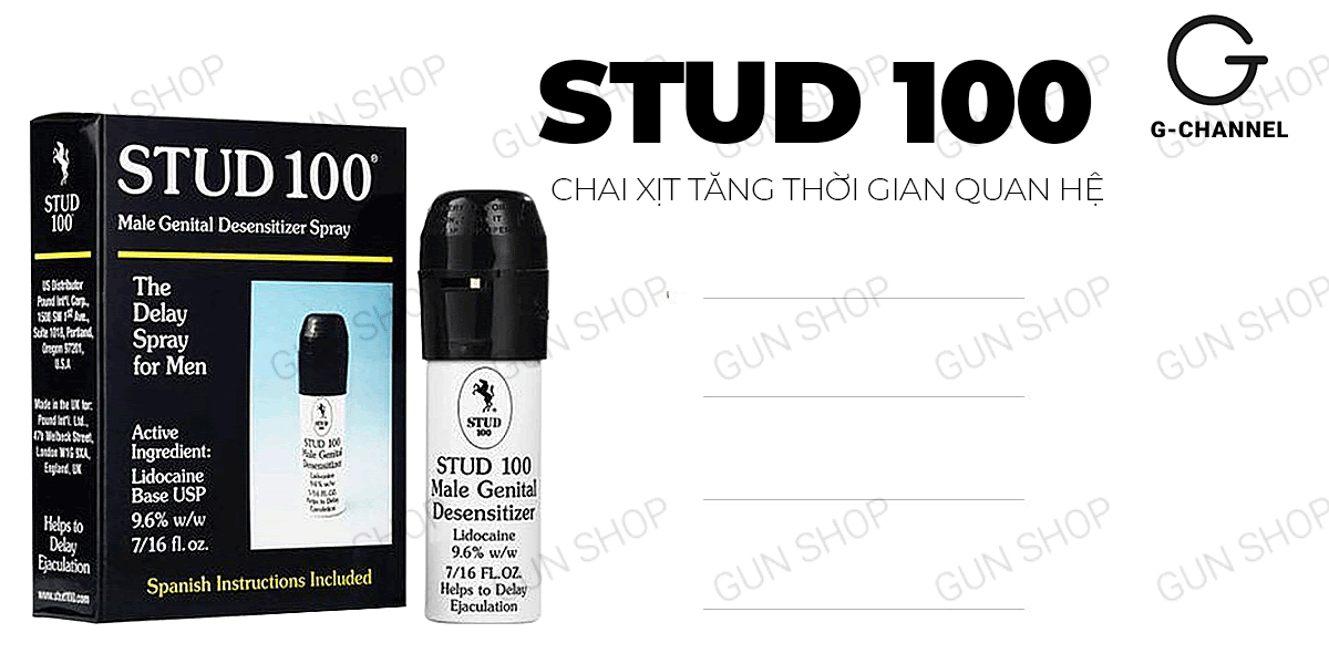 Stud 100 chai xịt chống xuất tinh kéo dài thời gian 13ml Stud 100 chai xịt chống xuất tinh kéo dài thời gian 13ml