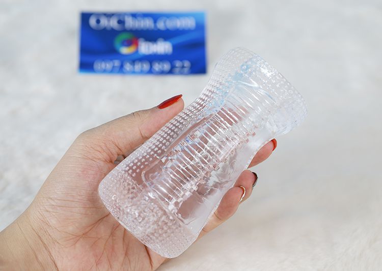 Cốc thủ dâm trong suốt 2 đầu silicone y tế nhỏ gọn