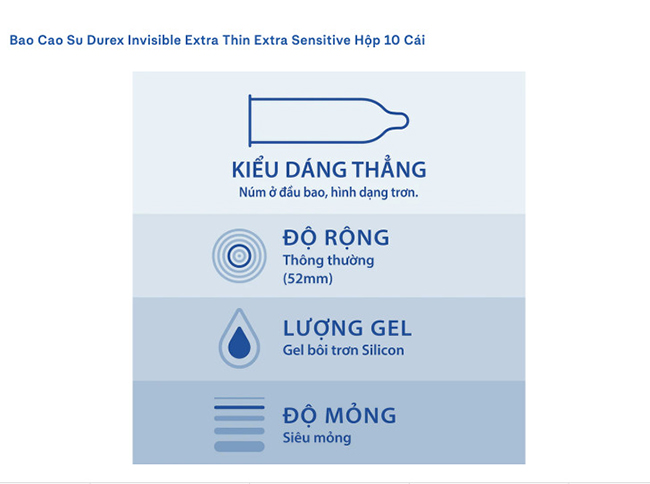Bao cao su Durex siêu mỏng kéo dài thời gian bôi trơn cảm giác thật
