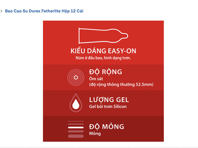 Bao cao su Durex siêu mỏng kéo dài thời gian bôi trơn cảm giác thật