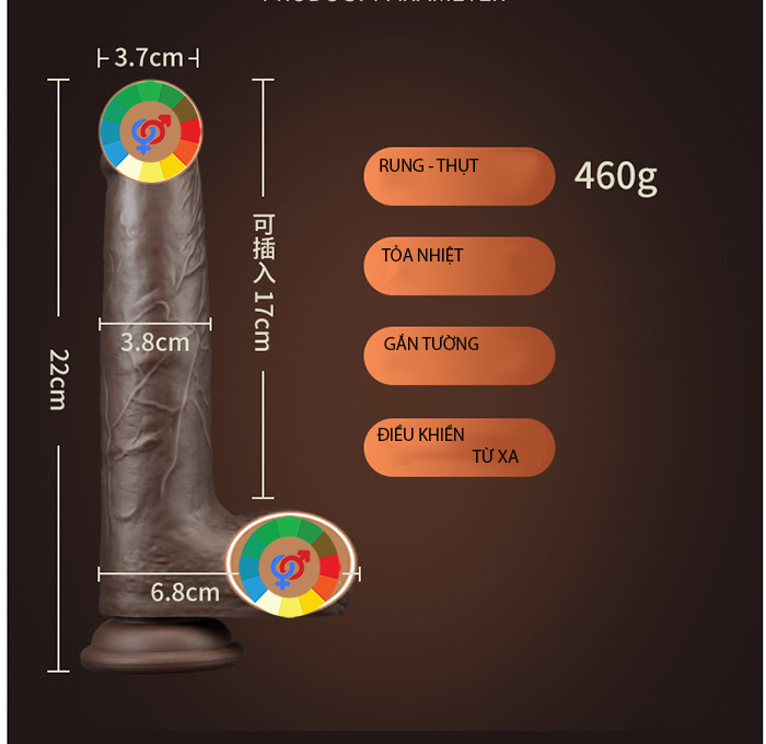 Dương vật giả COC Chiến Binh rung thụt gắn tường điều khiển xa