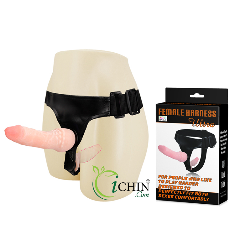 FEMALE HARNESS dương vật giả đôi đầu cho Les massage cực sướng