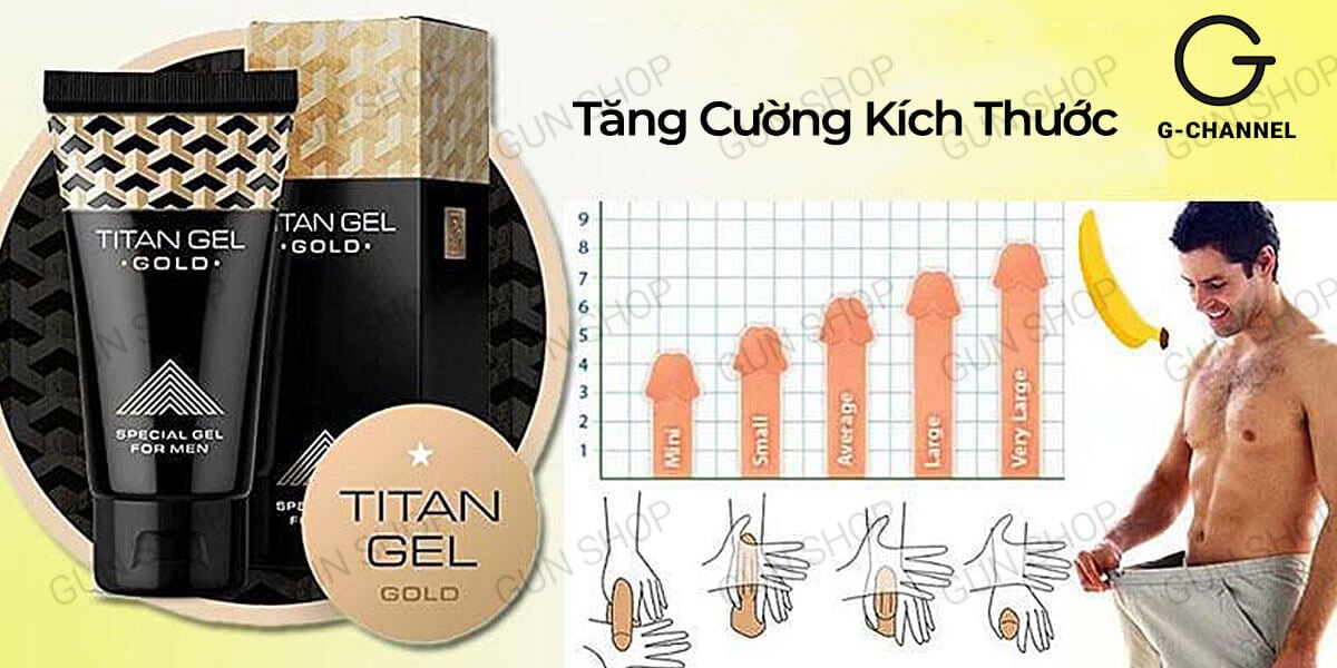 Gel bôi trơn Titan Gold tăng kích thước dương vật dài dày cao cấp 50ml Gel bôi trơn Titan Gold tăng kích thước dương vật dài dày cao cấp 50ml
