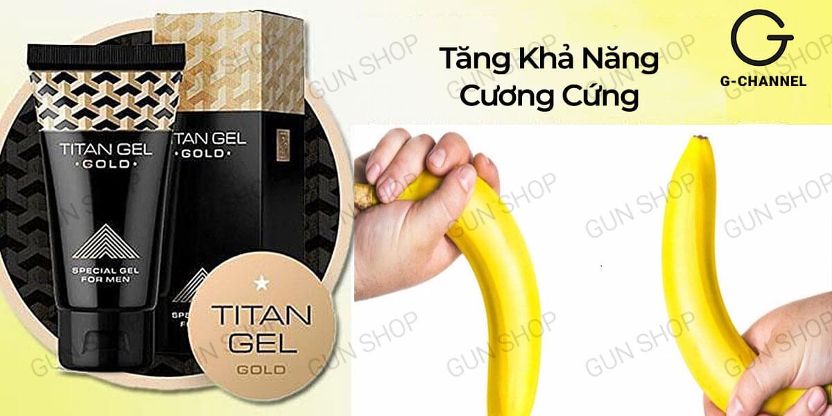 Gel bôi trơn Titan Gold tăng kích thước dương vật dài dày cao cấp 50ml Gel bôi trơn Titan Gold tăng kích thước dương vật dài dày cao cấp 50ml