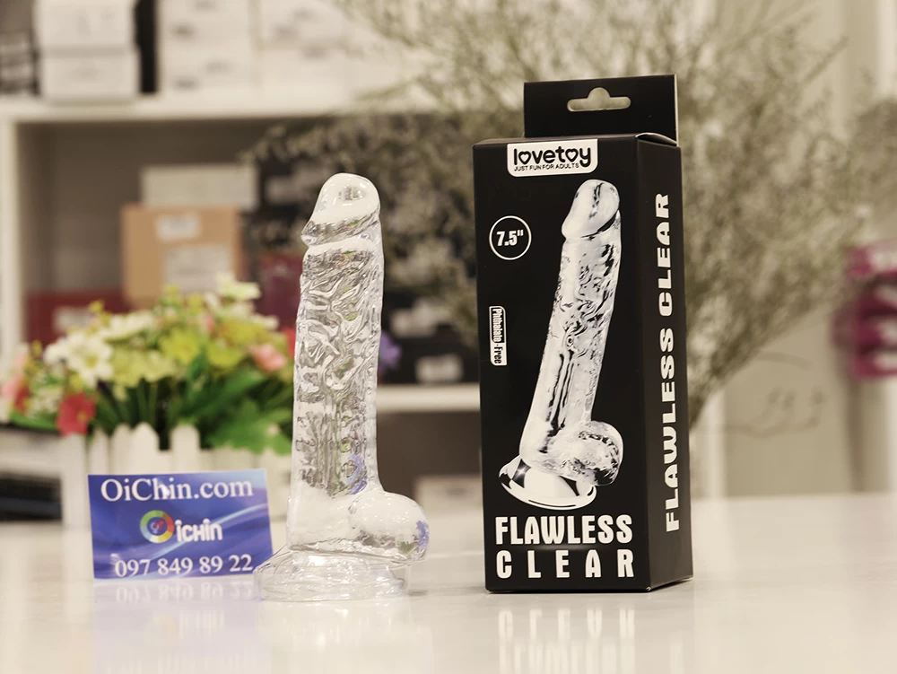 Lovetoy Flawless Clear 7.5 inch dương vật giả silicone trong suốt an toàn
