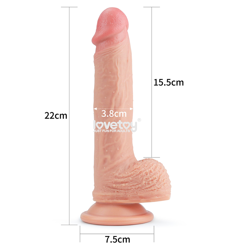 Lovetoy Natural 8.5 inch dương vật giả silicone hít tường mềm mịn chuẩn y tế