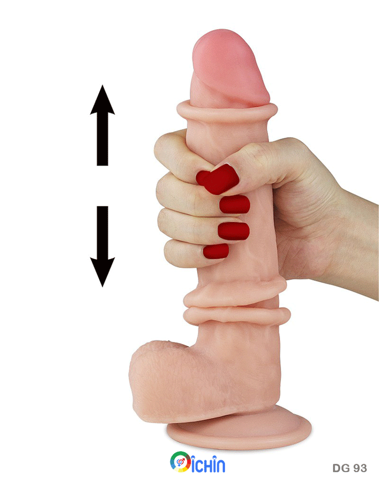Lovetoy Sliding-Skin 8 inch dương vật giả gắn tường silicon mịn cao cấp