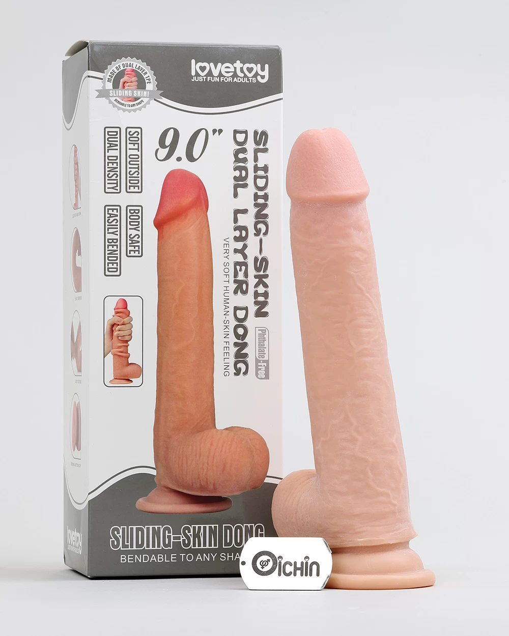 Lovetoy trượt da 2 lớp 9 inch siêu mềm gắn tường TPE cao cấp