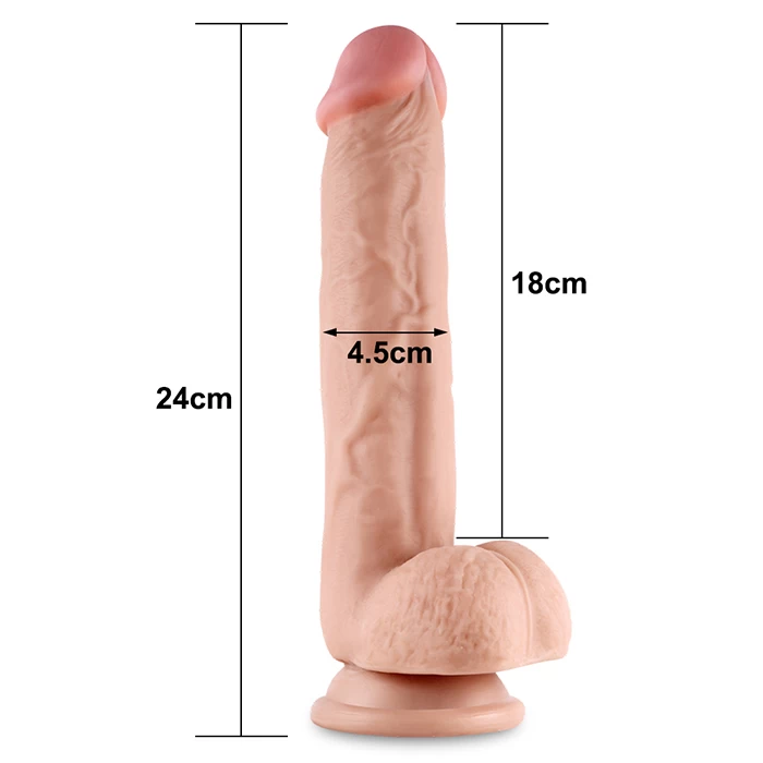 Lovetoy Sliding-Skin dong 9.5 inch 2 lớp tuột da gắn tường mềm