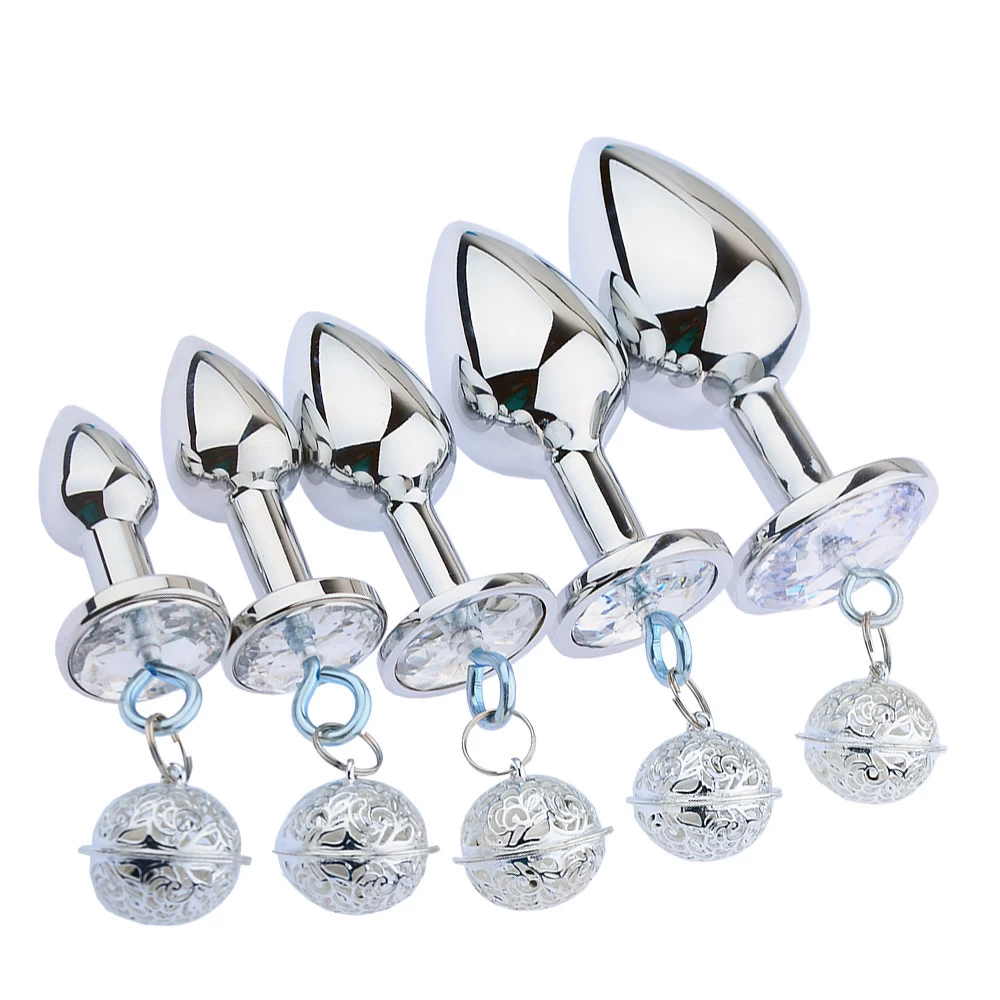 Phích cắm hậu môn inox gắn đá có chuông nhiều kích thước đa dạng