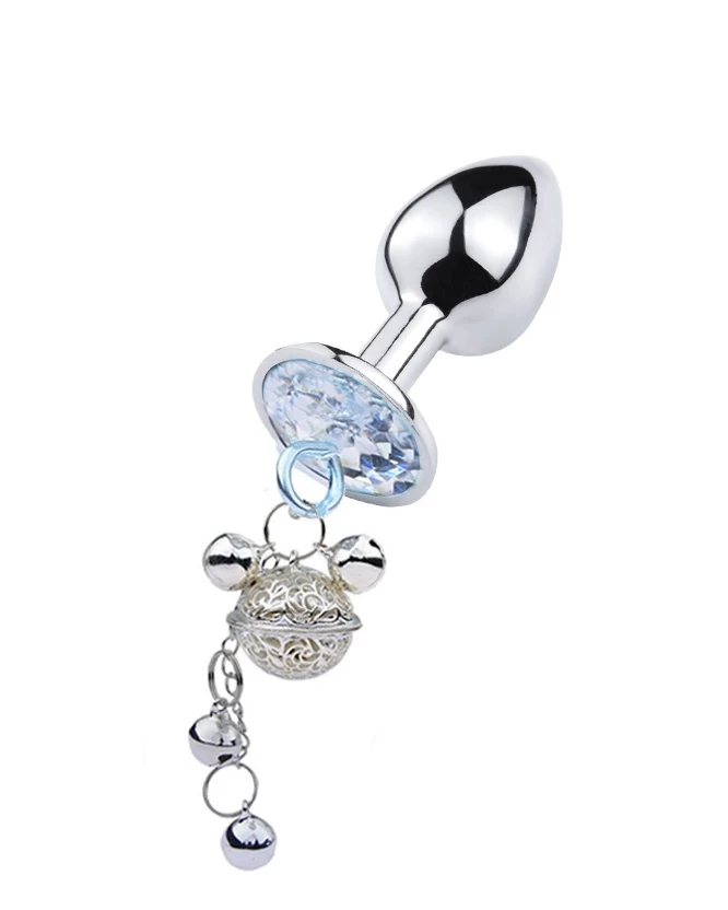 Phích cắm hậu môn inox gắn đá có chuông nhiều kích thước đa dạng