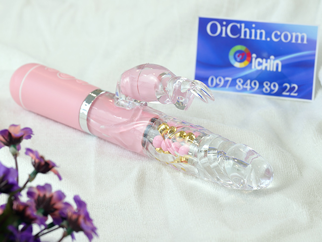 Pink Rabbit Penis rung xoay đa chế độ pin sạc silicon y tế