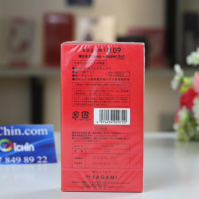 Bao Cao Su Sagami Super Dot 0.09mm Kéo Dài Thời Gian Hưng Phấn