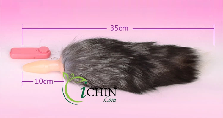 Sextoy đuôi cáo silicone có rung 2 màu trắng đen cực sướng