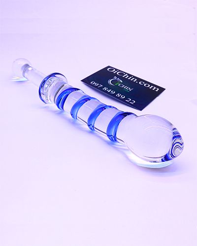 Sextoy thủy tinh kích thích hậu môn vân xoắn tay cầm an toàn