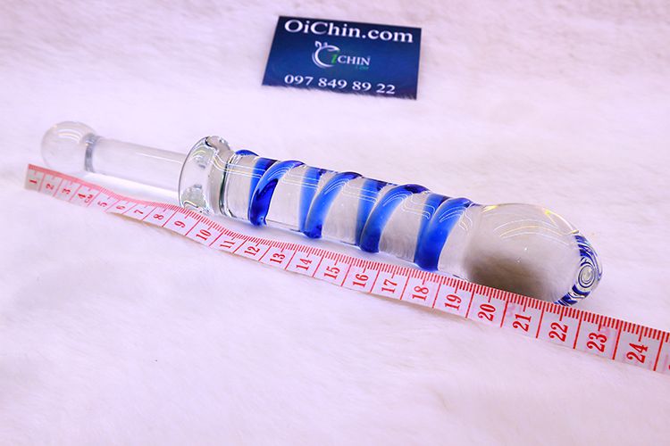 Sextoy thủy tinh kích thích hậu môn vân xoắn tay cầm an toàn