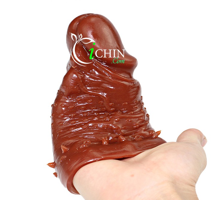 Bao cao su đôn dên WOLFTOOTH SLEEVE nâu gai gân bi tăng kích thước