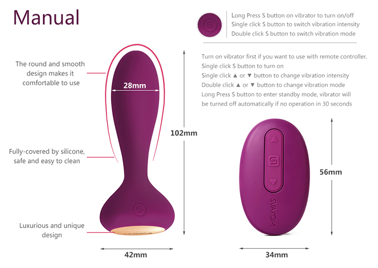 Svakom Julie 5 chế độ rung điều khiển từ xa đồ chơi hậu môn