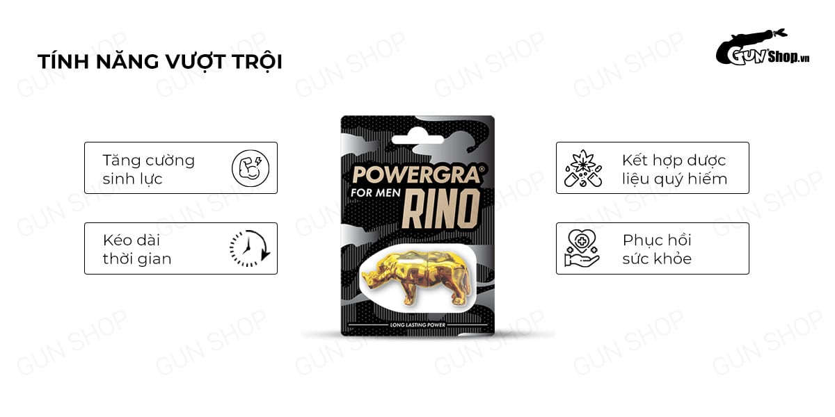 Viên uống phục hồi sinh lý Powergra For Men Rino 1 viên