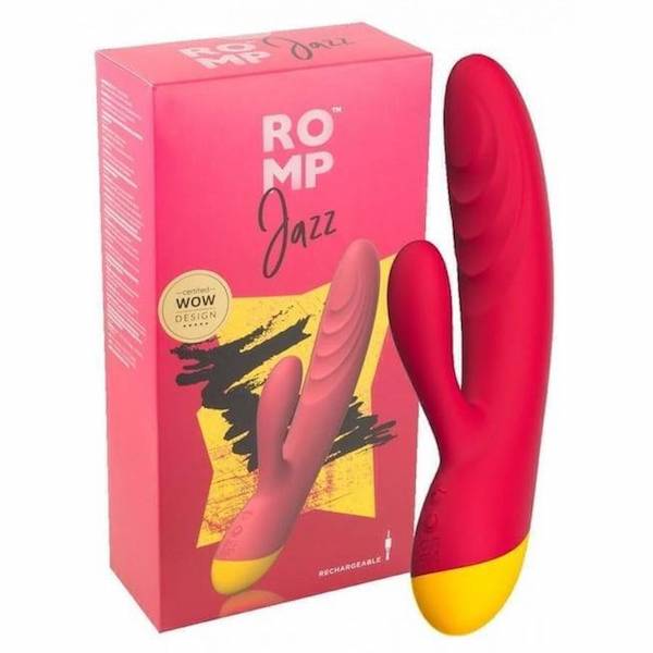 Vibrator Rabbit Romp Jazz Hồng Dương Vật Giả Silicone Rung Hai Động Cơ Siêu Kích Thích