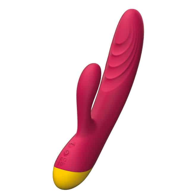 Vibrator Rabbit Romp Jazz Hồng Dương Vật Giả Silicone Rung Hai Động Cơ Siêu Kích Thích