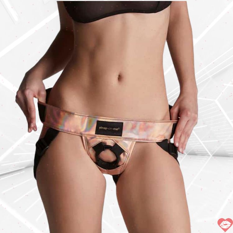 Strap-on Curious OS Vàng Hồng Da Giả Thân Mật Nóng 