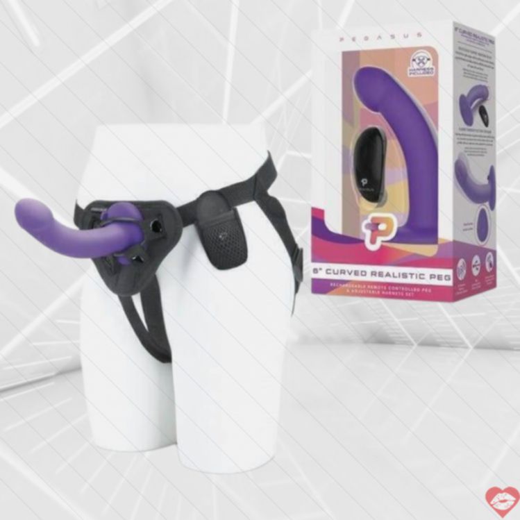 Strapon Pegasus Tím 15cm Rung Remote Đôi Lứa 