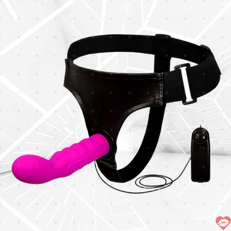 Strapon Baile Tím 16cm Rung G-Spot Điều Khiển Đôi 