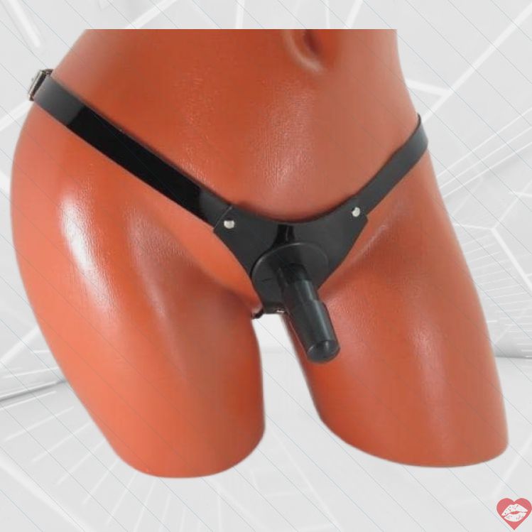 Strap-On Quần Da Đen Đầu Chai L/MS 