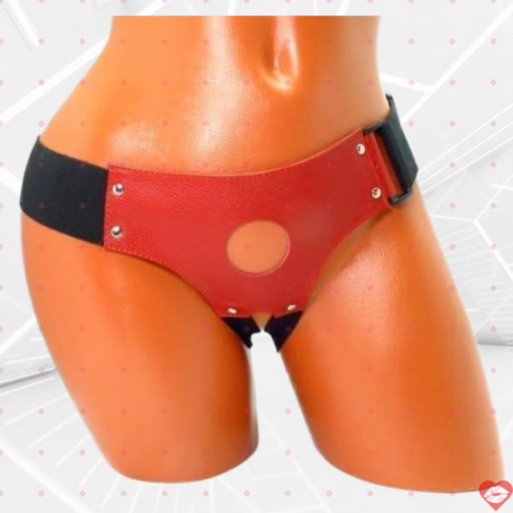 Quần Địu Strapon Da Đỏ 4cm BDSM Siêu Hút Hồn