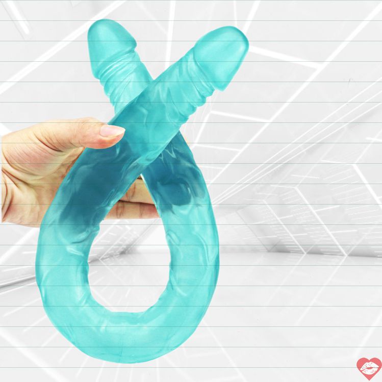 Double Dildo Xanh 22 Inch PVC Chống Nước 