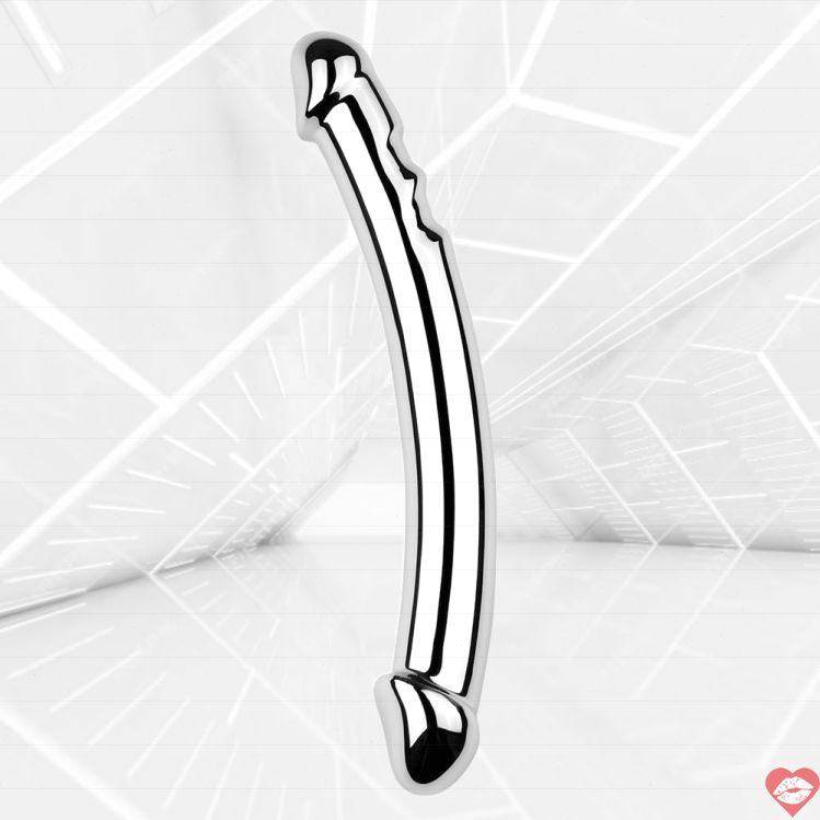 Dildo Cong Đôi Kim Loại Bạc 7 Inch Mịn Màng Khoái Lạc 