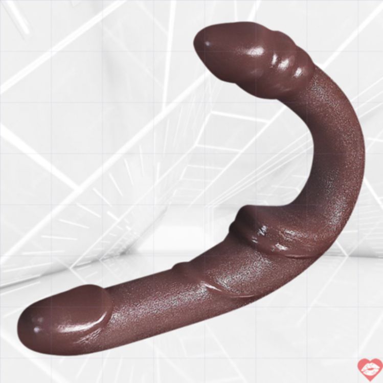 Dildo Đôi cong G Spot Không Đai Bánh 33cm xeo sâu 