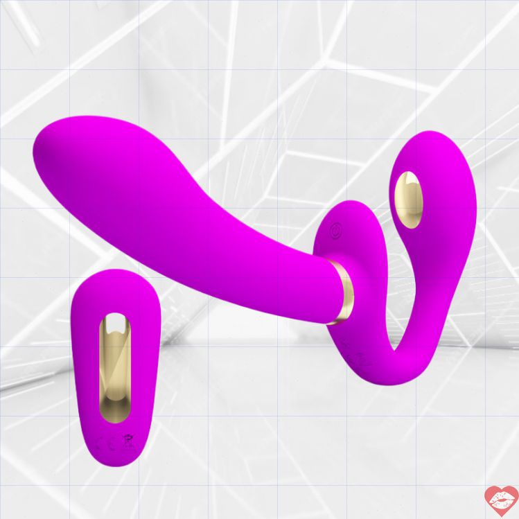 Strapless Dildo Sốc Điện Rung Remote Mạo Hiểm Đôi 