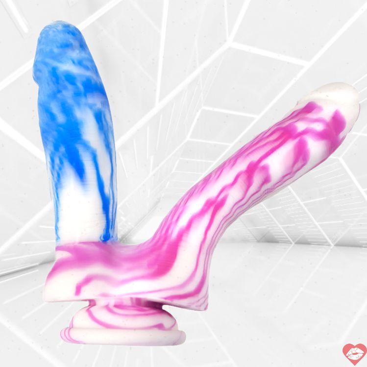 Dildo Đôi Silicone Marble Hồng Xanh Kích Thích Nhân Đôi 
