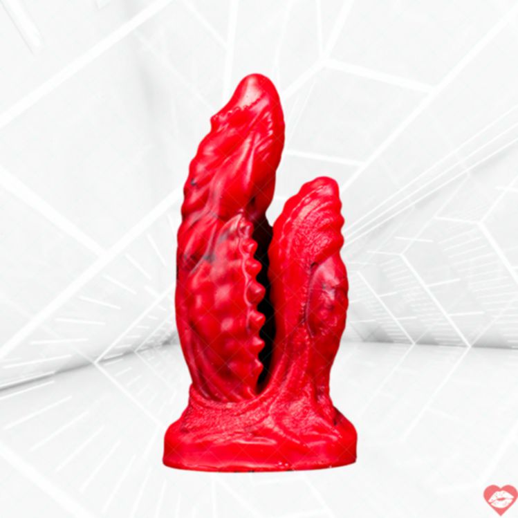 Red Monster Teeth Dildo Đâm Đôi Quái Vật Điên 