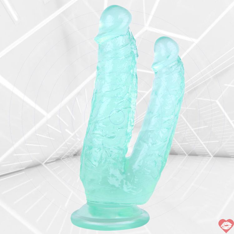 Dildo Đôi Jelly Xanh Siêu Thấm 2 Lỗ Đôi Khoái 