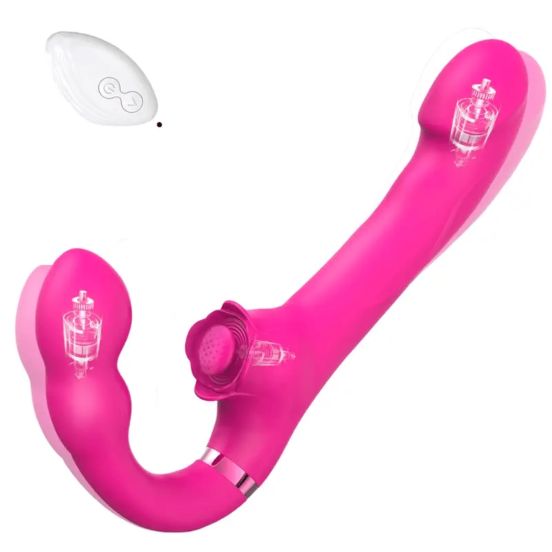 Rose 3in1 Strapless Strapon Shock Rung Đôi Bên 