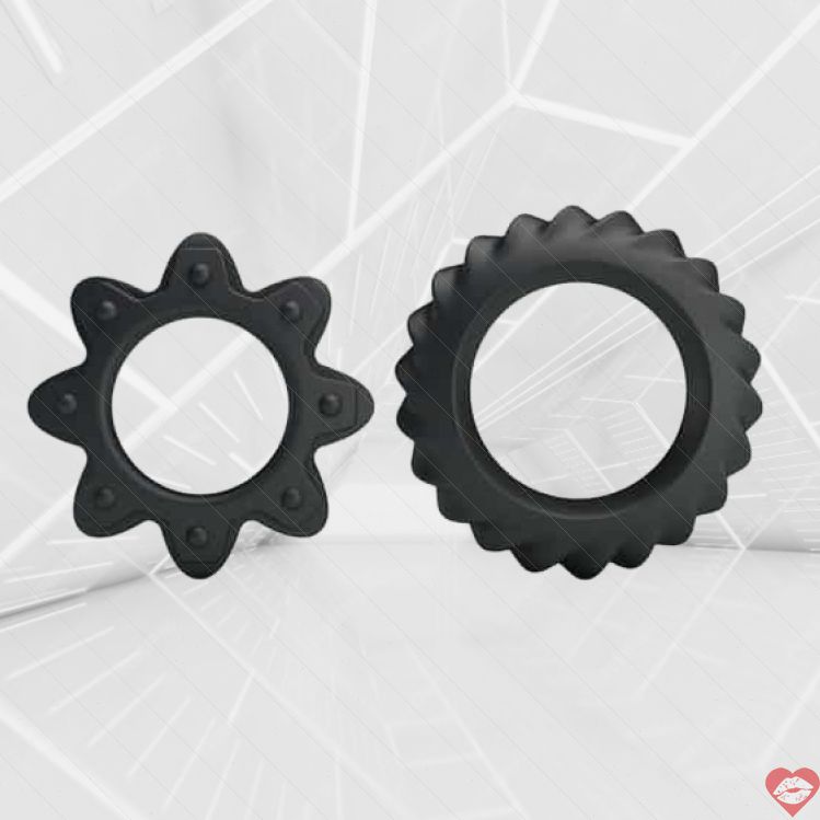 Baile Ring Flowering set vòng dương vật đen silicone 2 size