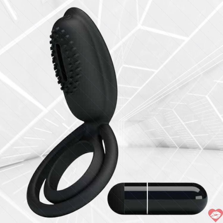 Pretty Love Esther Cock Ring Clit Stim Đen
