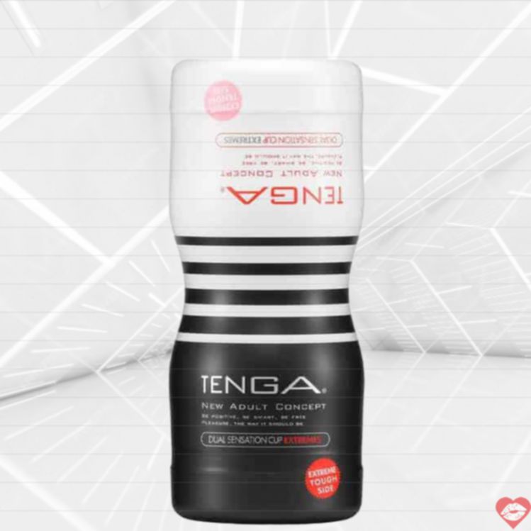 Tenga Dual Cup Extremes Đen Trắng Siêu Thực 2 Lỗ