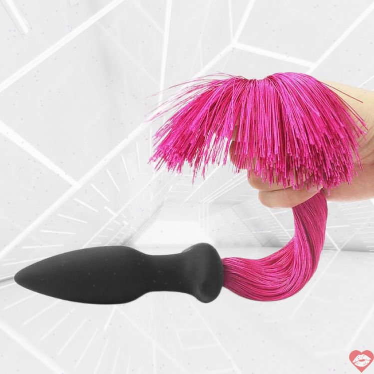 Anal Plug LoveToy Pony Tail Đen Hồng Đuôi Ngựa
