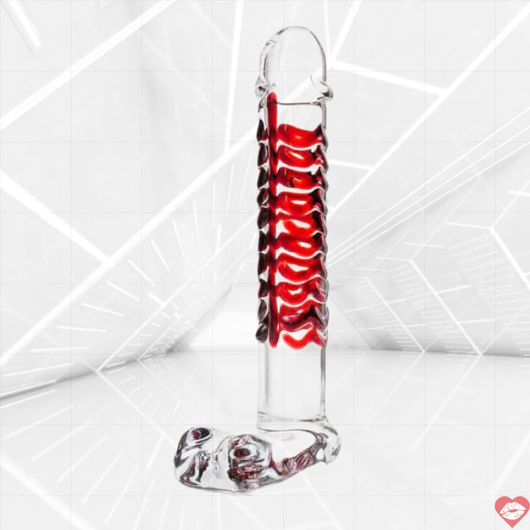 Sexus Glass Dildo 16cm Gân Đỏ Kính Kích Mạnh 