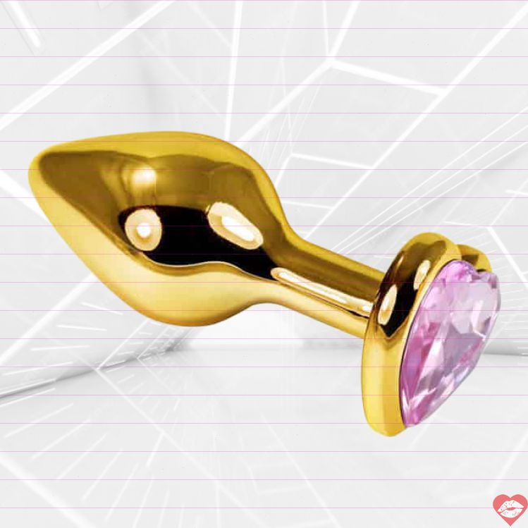 Butt Plug Tim Vàng Crystal Hồng LoveToys Sang Trọng