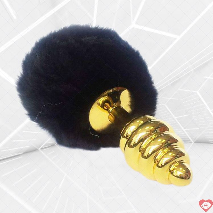 LoveToys Butt Plug S đuôi đen ribet vàng kích thích hậu môn